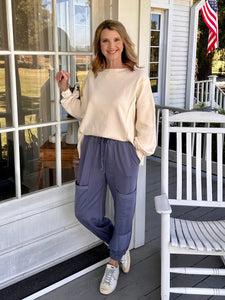 Waffle-Knit Loose Top - CREAM or GRAY